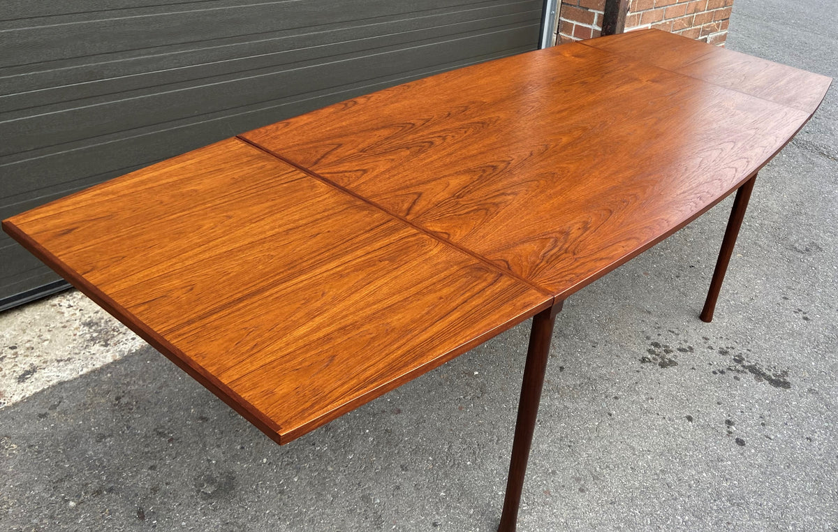 REFINISHED Mid Century Modern Teak Draw Leaf Surfboard shape by RS Associates, 58