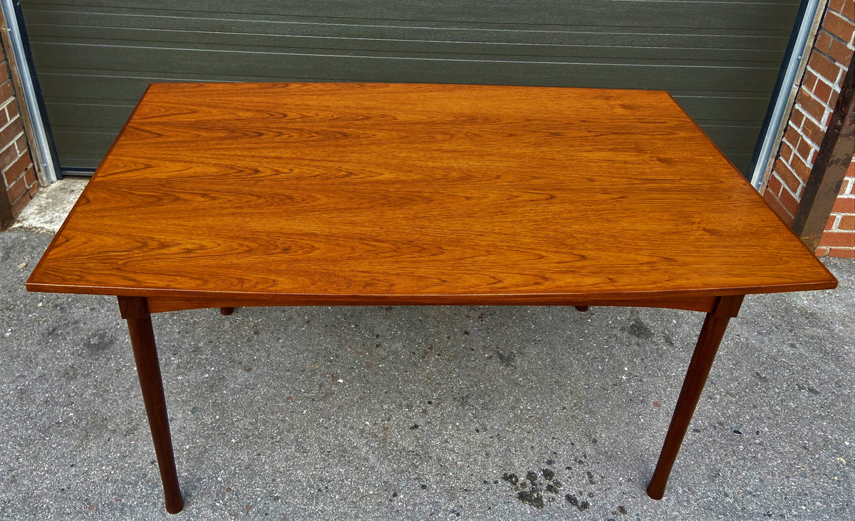 REFINISHED Mid Century Modern Teak Draw Leaf Surfboard shape by RS Associates, 58
