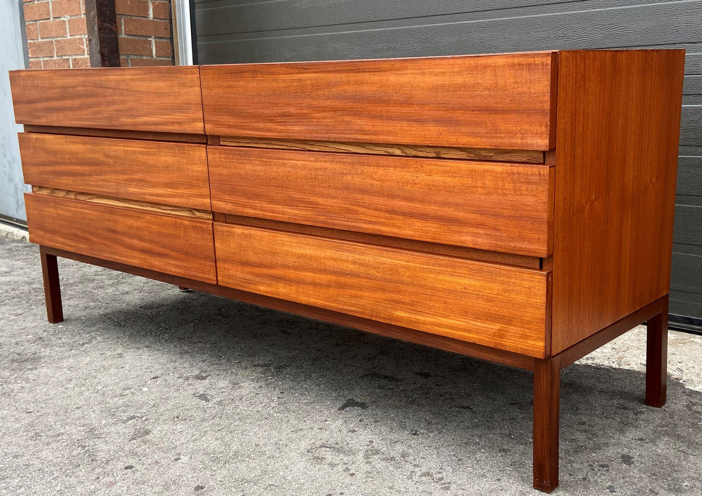 REFINISHED Mid Century Modern Teak Dresser/ TV Console by Reff/ Knoll, 63" PERFECT