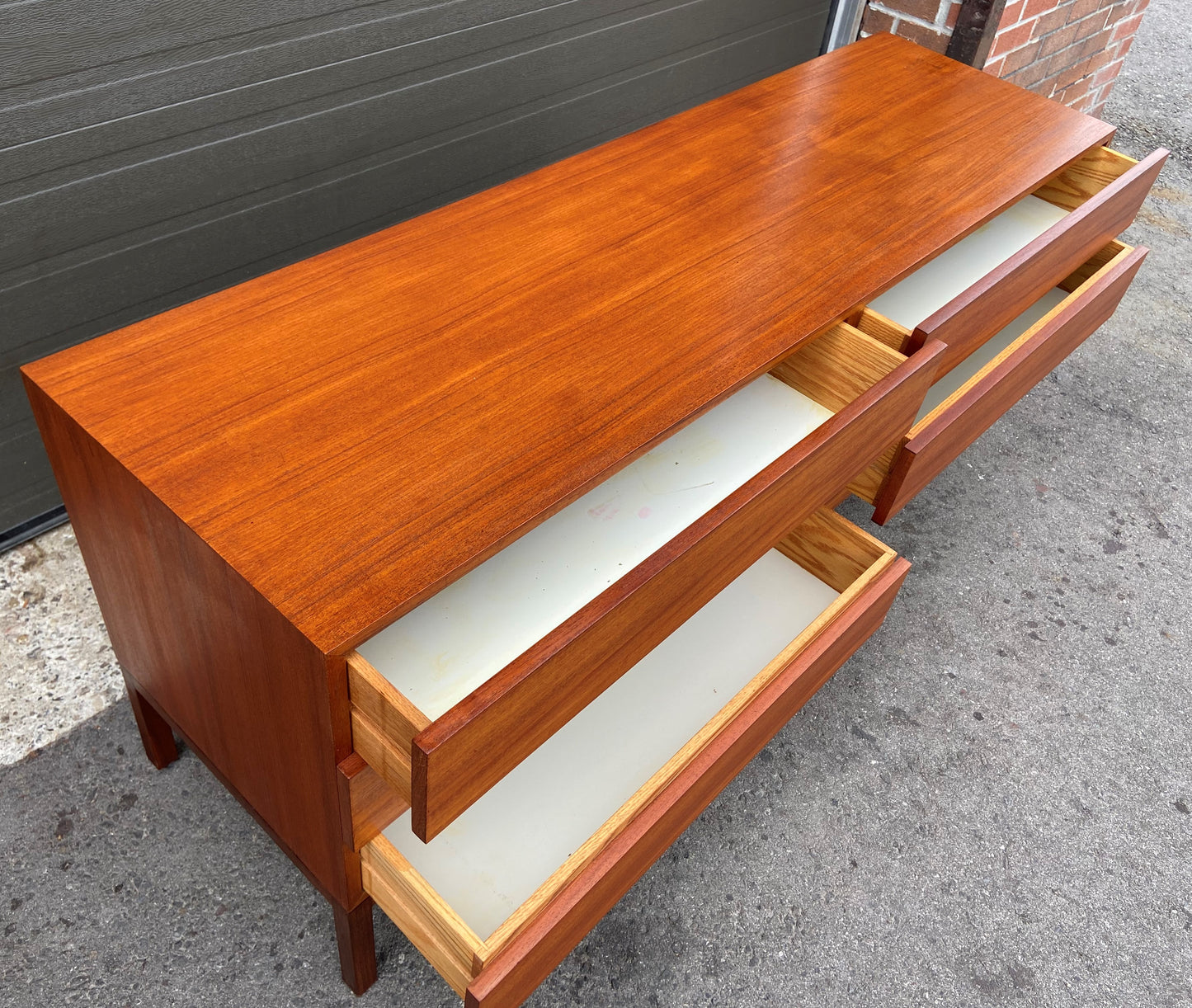 REFINISHED Mid Century Modern Teak Dresser/ TV Console by Reff/ Knoll, 63" PERFECT