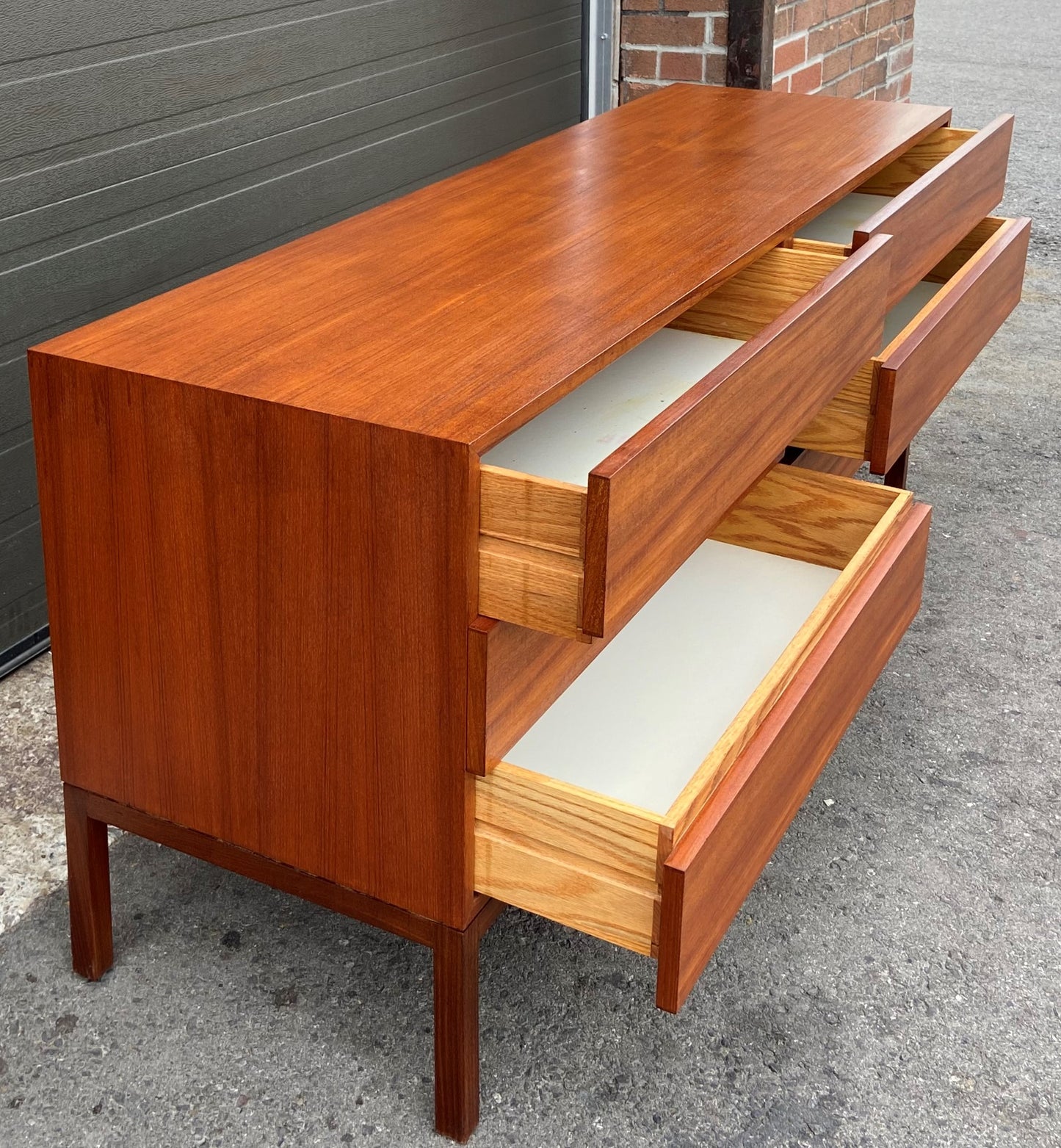 REFINISHED Mid Century Modern Teak Dresser/ TV Console by Reff/ Knoll, 63" PERFECT