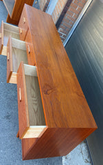 REFINISHED Mid Century Modern Teak Queen Bed w Nightstands & Dresser 9 Drawers 8