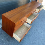 REFINISHED Mid Century Modern Teak Queen Bed w Nightstands & Dresser 9 Drawers 9