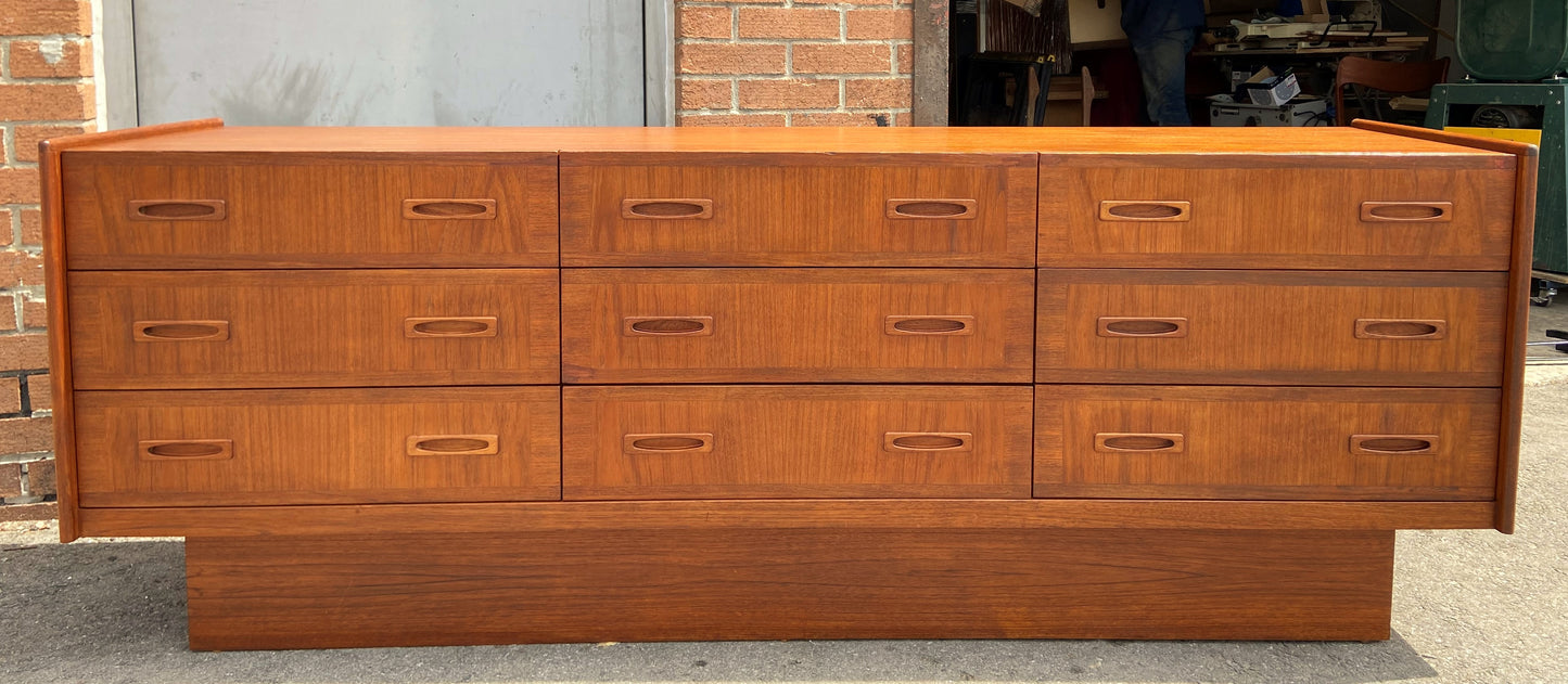 REFINISHED Mid Century Modern Teak Dresser 9 drawers, SUPER SALE