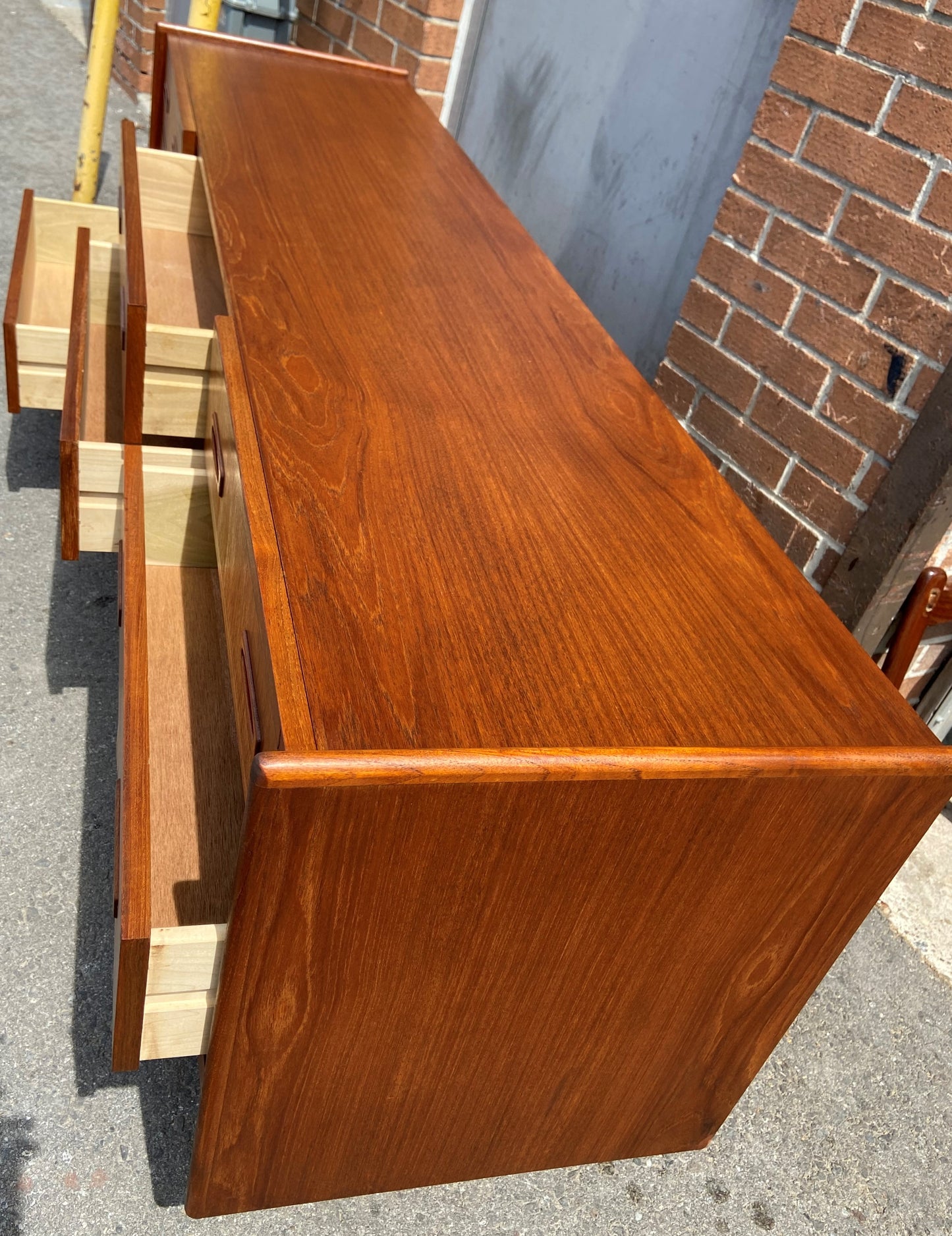 REFINISHED Mid Century Modern Teak Dresser 9 drawers, SUPER SALE