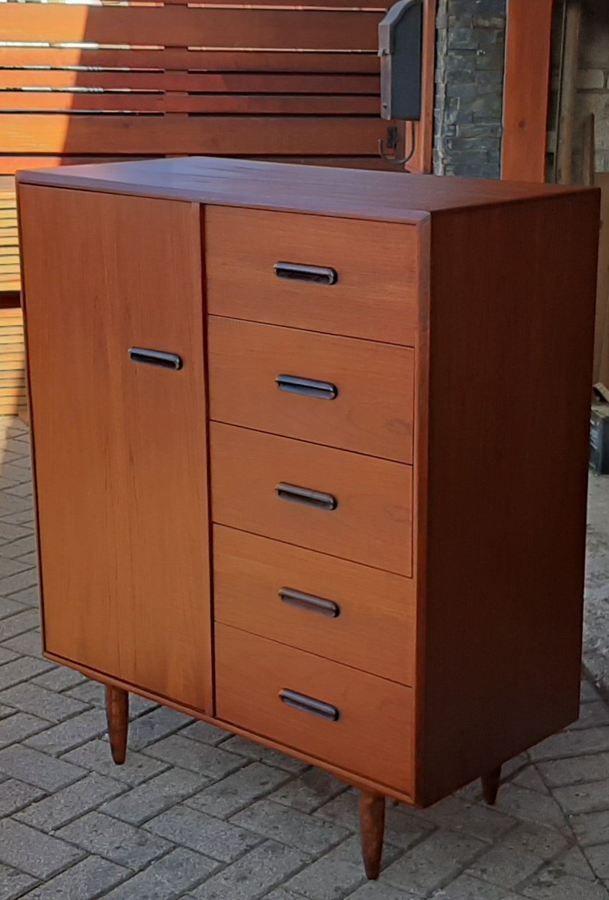 REFINISHED MCM Teak Set of Dresser 9 Drawers and Talboy, PERFECT