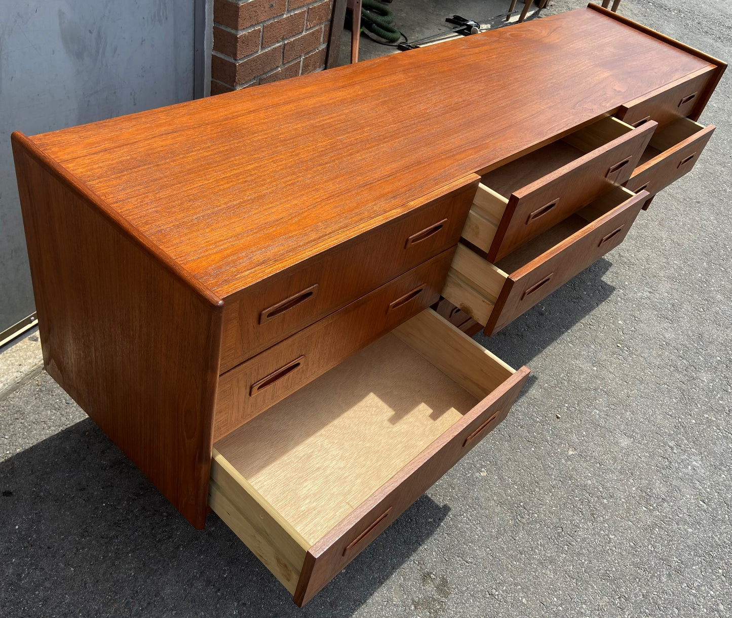 REFINISHED Mid Century Modern Teak Dresser 9 drawers, SUPER SALE