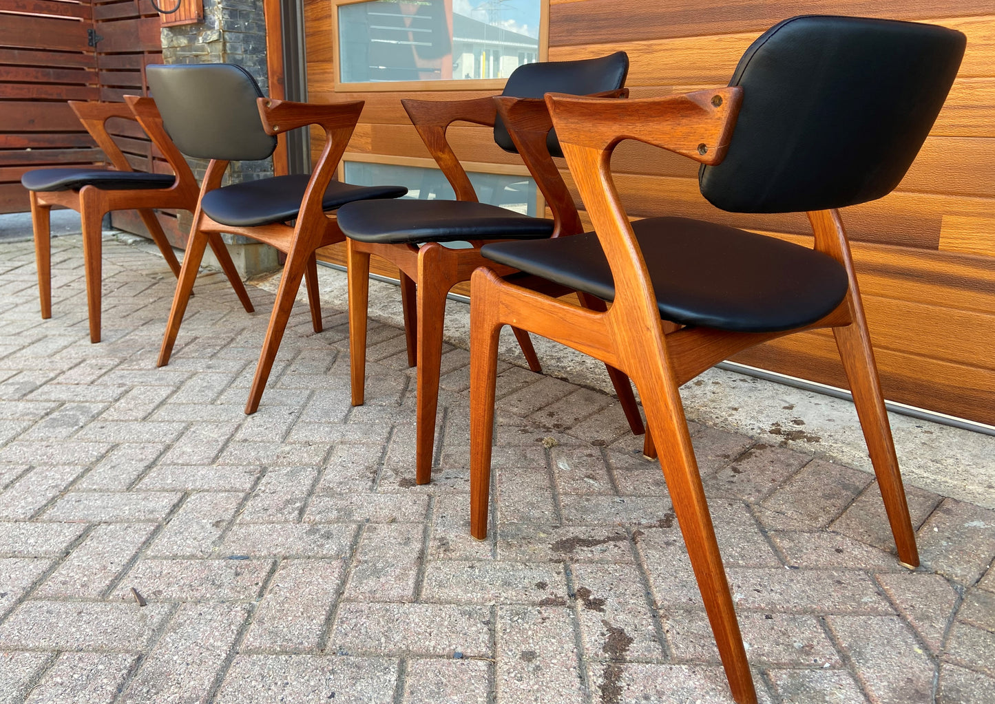 4 REFINISHED REUPHOLSTERED Danish Mid Century Modern Teak Z Armchairs