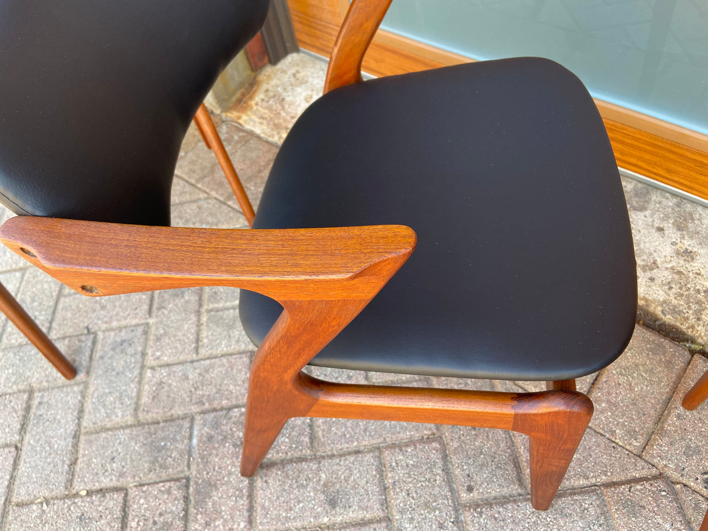 4 REFINISHED REUPHOLSTERED Danish Mid Century Modern Teak Z Armchairs