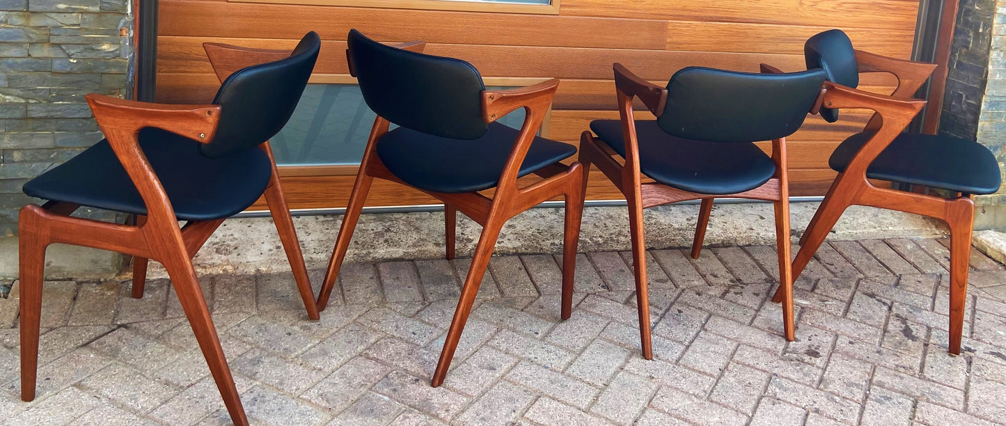 4 REFINISHED REUPHOLSTERED Danish Mid Century Modern Teak Z Armchairs