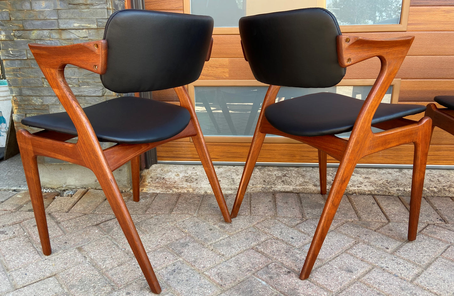 4 REFINISHED REUPHOLSTERED Danish Mid Century Modern Teak Z Armchairs