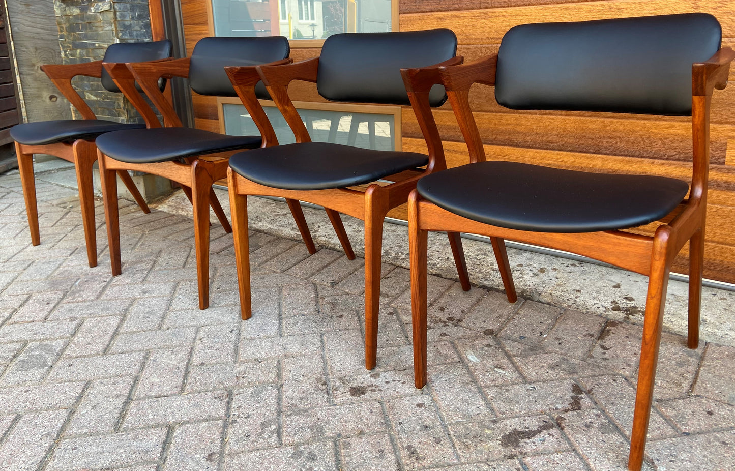 4 REFINISHED REUPHOLSTERED Danish Mid Century Modern Teak Z Armchairs