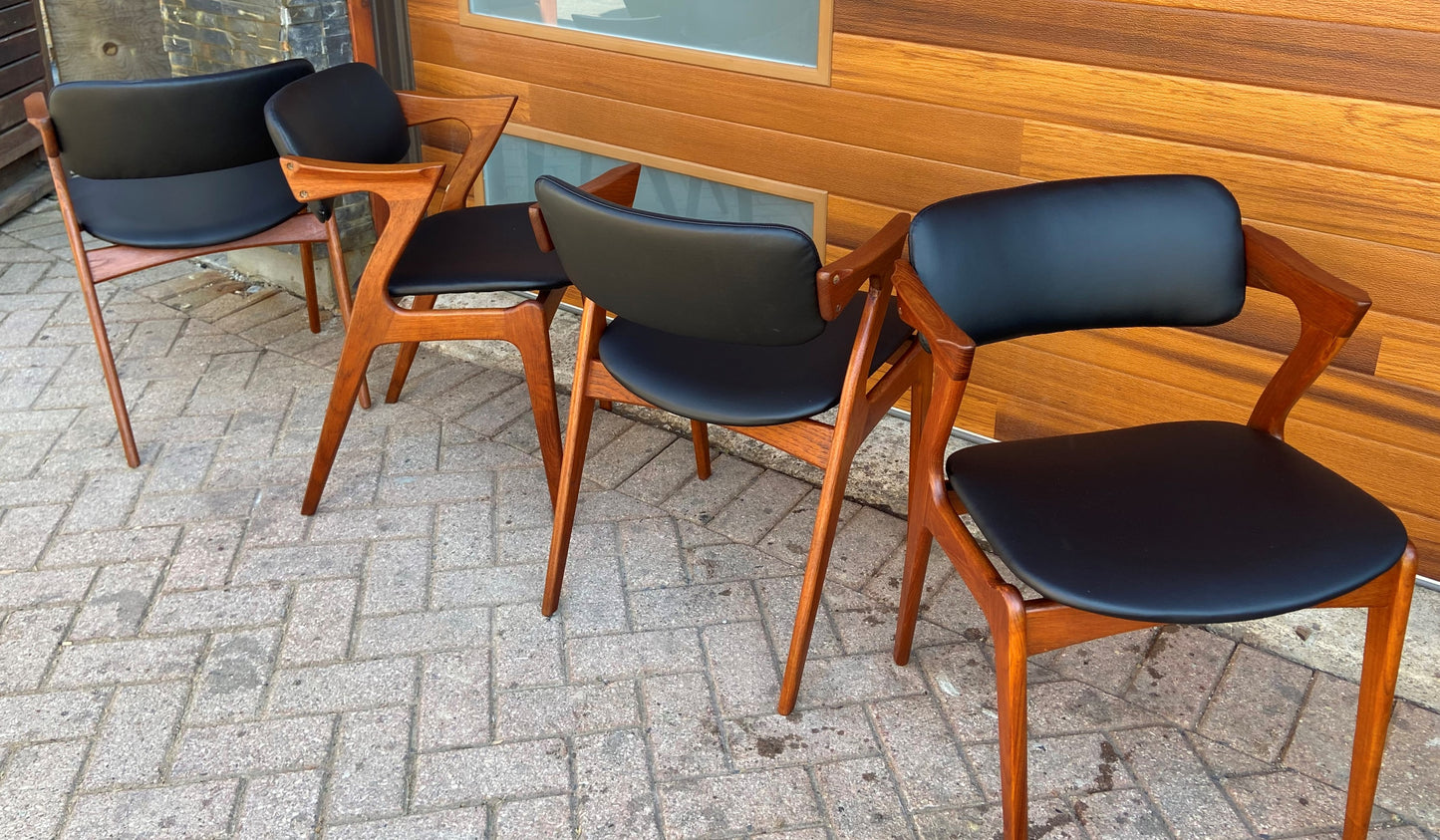 4 REFINISHED REUPHOLSTERED Danish Mid Century Modern Teak Z Armchairs