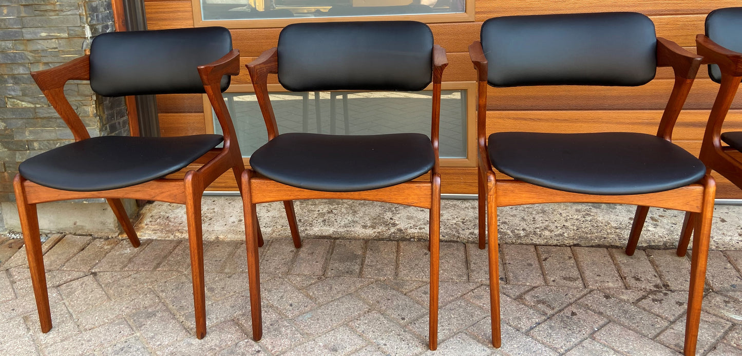 4 REFINISHED REUPHOLSTERED Danish Mid Century Modern Teak Z Armchairs