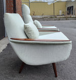 Set of 2 REFINISHED REUPHOLSTERED in wool mohair teak Mid Century Modern Lounge Chairs 10