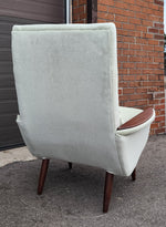 Set of 2 REFINISHED REUPHOLSTERED in wool mohair teak Mid Century Modern Lounge Chairs 8