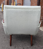 Set of 2 REFINISHED REUPHOLSTERED in wool mohair teak Mid Century Modern Lounge Chairs 9