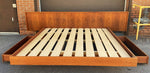 REFINISHED Mid Century Modern Teak King Bed w Storage Drawers & 2 Nightstands 2