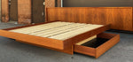 REFINISHED Mid Century Modern Teak King Bed w Storage Drawers & 2 Nightstands 6