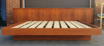 REFINISHED Mid Century Modern Teak King Bed w Storage Drawers & 2 Nightstands 7