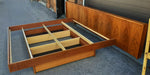 REFINISHED Mid Century Modern Teak King Bed w Storage Drawers & 2 Nightstands 9