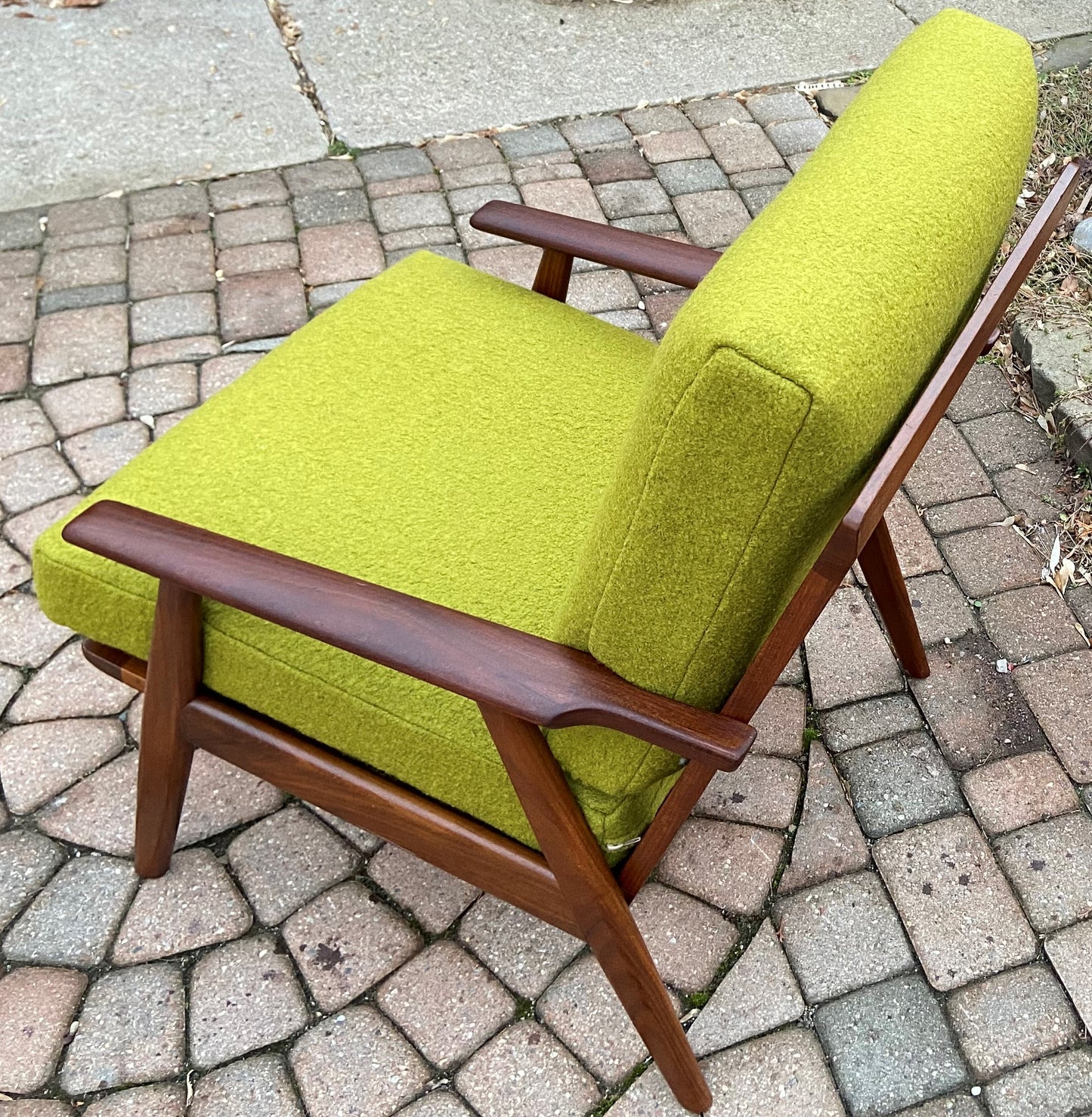 REFINISHED Danish Mid-Century Modern Teak Lounge Chair w NEW CUSHIONS