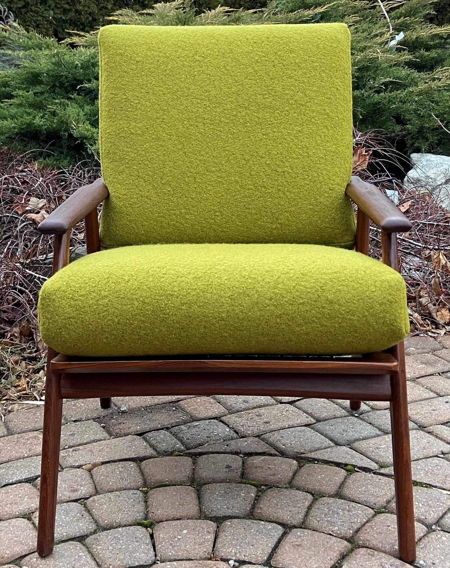 REFINISHED Danish Mid-Century Modern Teak Lounge Chair w NEW CUSHIONS