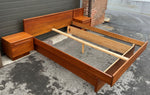 REFINISHED MCM Teak Bed Queen with two separate night stands, PERFECT 6