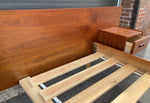 REFINISHED Mid Century Modern Teak Queen Bed w Floating Nightstands 6