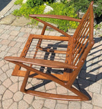 REFINISHED Italian Mid Century Modern Teak Rocking Chair w NEW CUSHIONS, Perfect 10