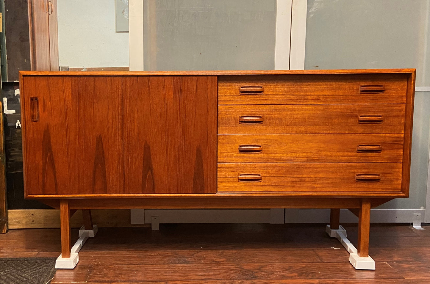 REFINISHED Danish MCM Teak Sideboard Buffet 60", perfect