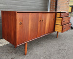 REFINISHED Mid Century Modern Teak Sideboard by Punch Designs 6 ft 10