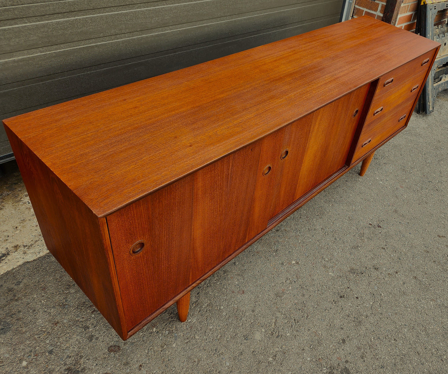 REFINISHED Mid Century Modern Teak Sideboard by Punch Designs 6 ft