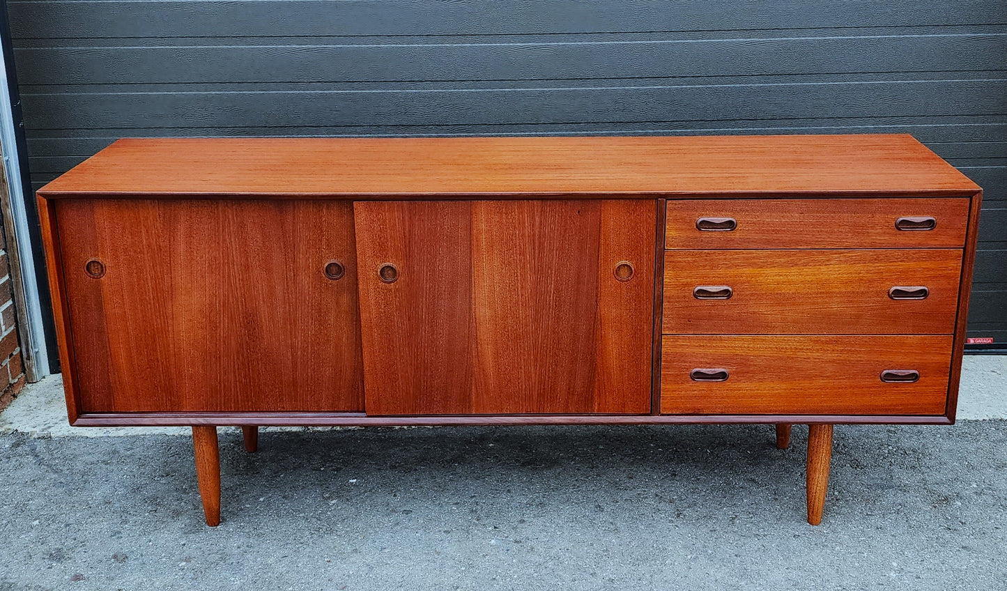 REFINISHED Mid Century Modern Teak Sideboard by Punch Designs 6 ft