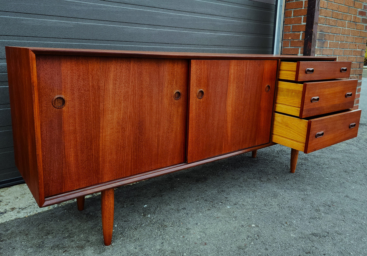 REFINISHED Mid Century Modern Teak Sideboard by Punch Designs 6 ft