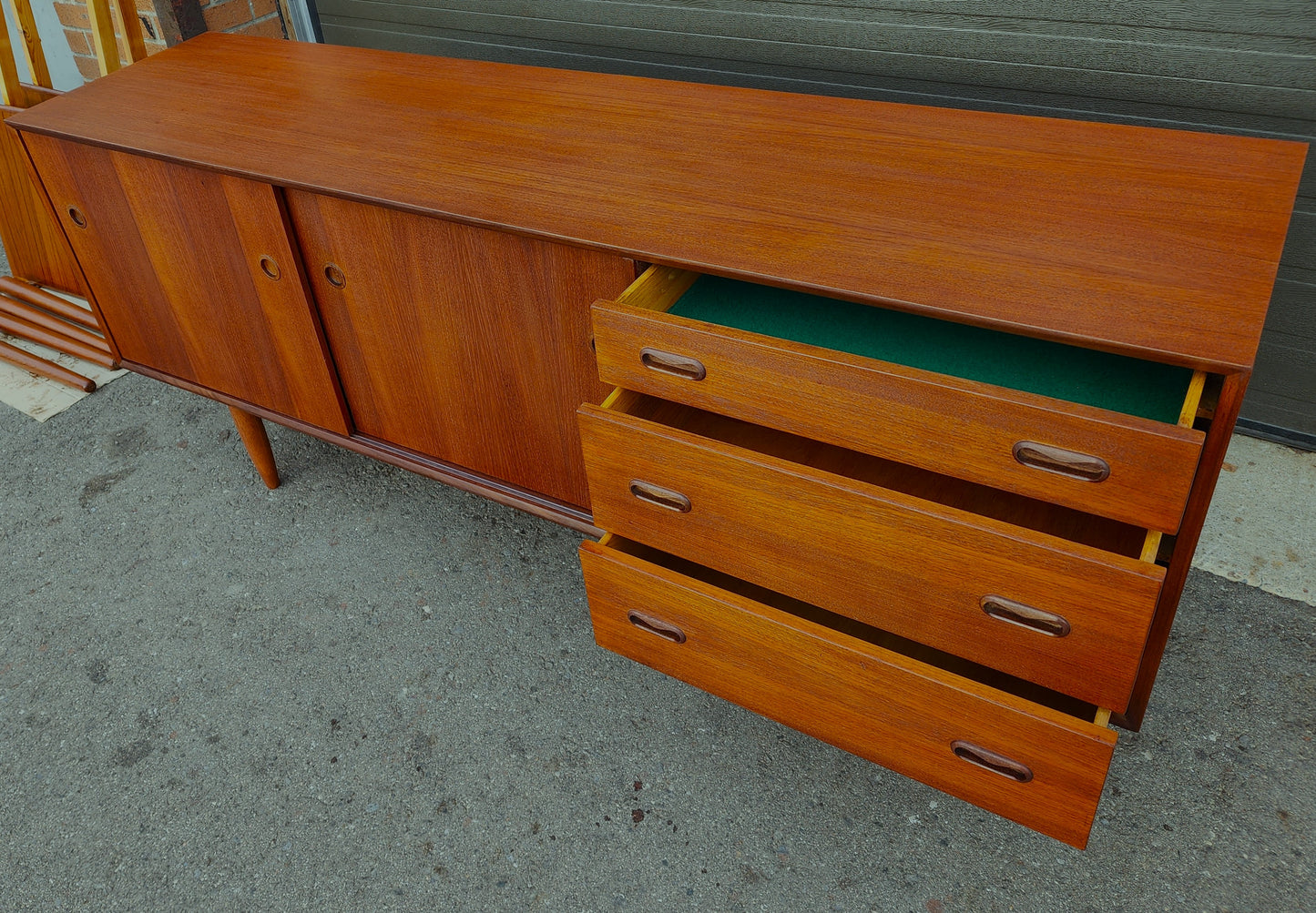 REFINISHED Mid Century Modern Teak Sideboard by Punch Designs 6 ft