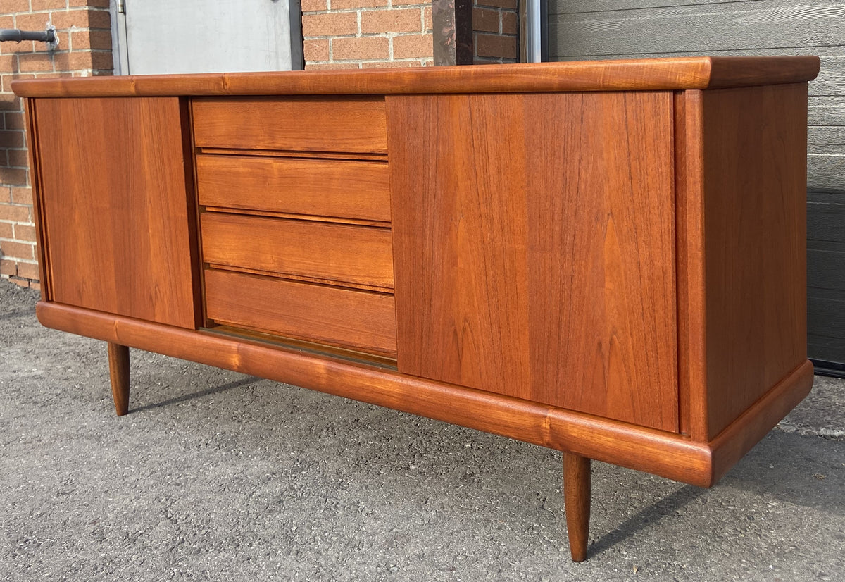 REFINISHED Mid Century Modern Teak Sideboard Credenza 6 ft