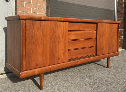 REFINISHED Mid Century Modern Teak Sideboard Credenza 6 ft