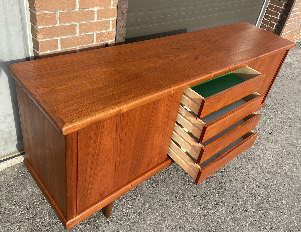 REFINISHED Mid Century Modern Teak Sideboard Credenza 6 ft