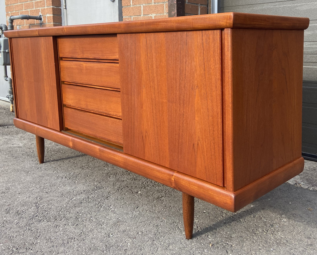 REFINISHED Mid Century Modern Teak Sideboard Credenza 6 ft