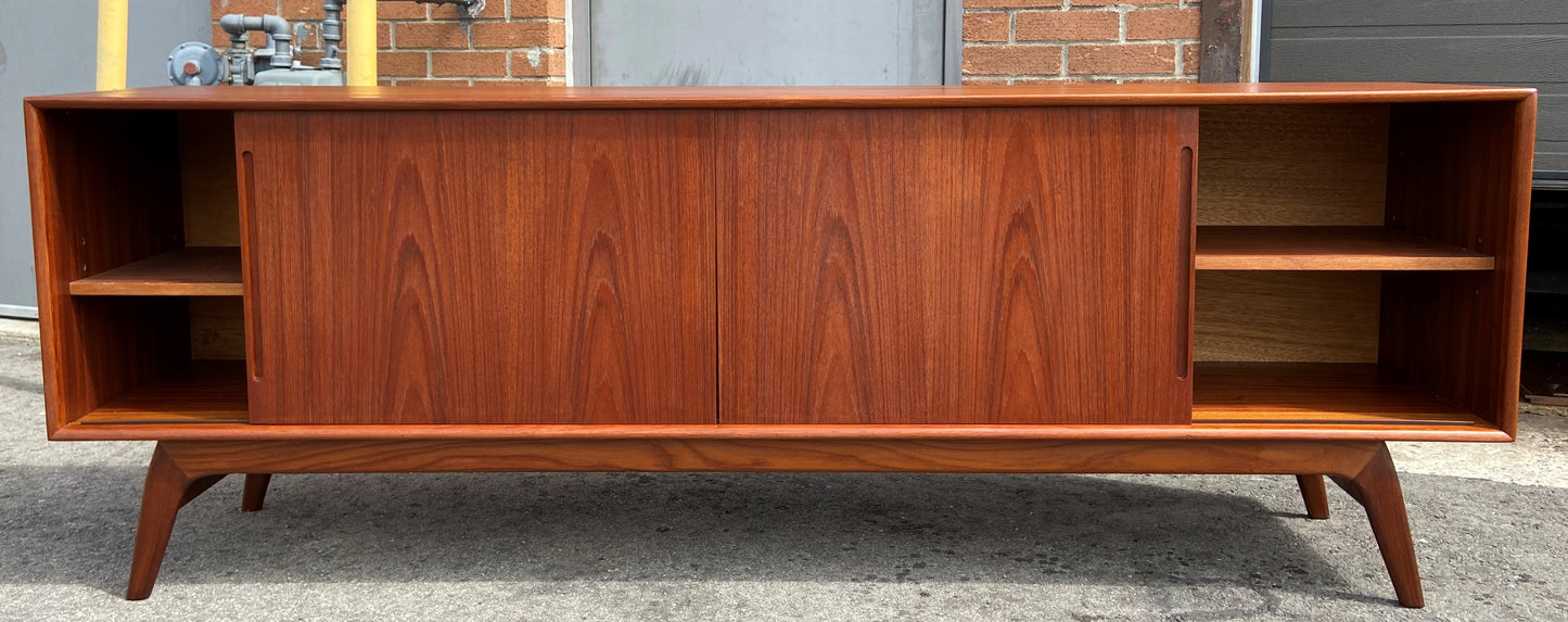 REFINISHED Mid Century Modern Teak Credenza Sideboard 7 ft