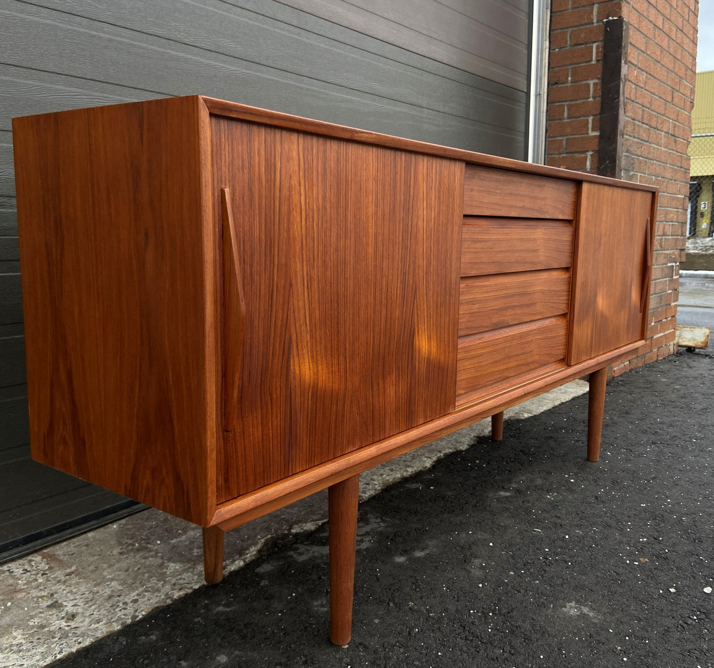 REFINISHED Danish MCM Teak Sideboard Credenza, Perfect