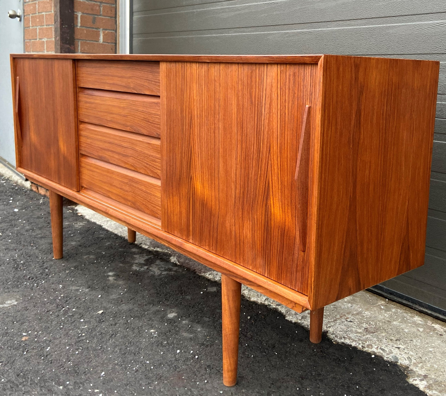 REFINISHED Danish MCM Teak Sideboard Credenza, Perfect