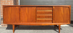 REFINISHED Danish Mid Century Modern Teak Sideboard Credenza 6 ft 2