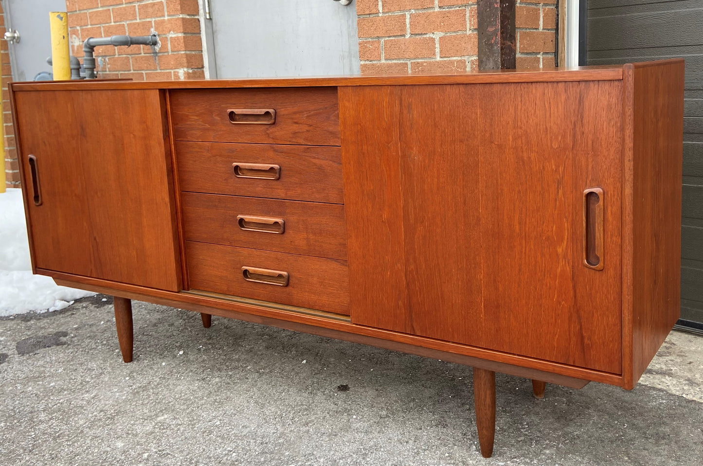 REFINISHED Mid Century Modern Teak Sideboard Narrow 70.5"