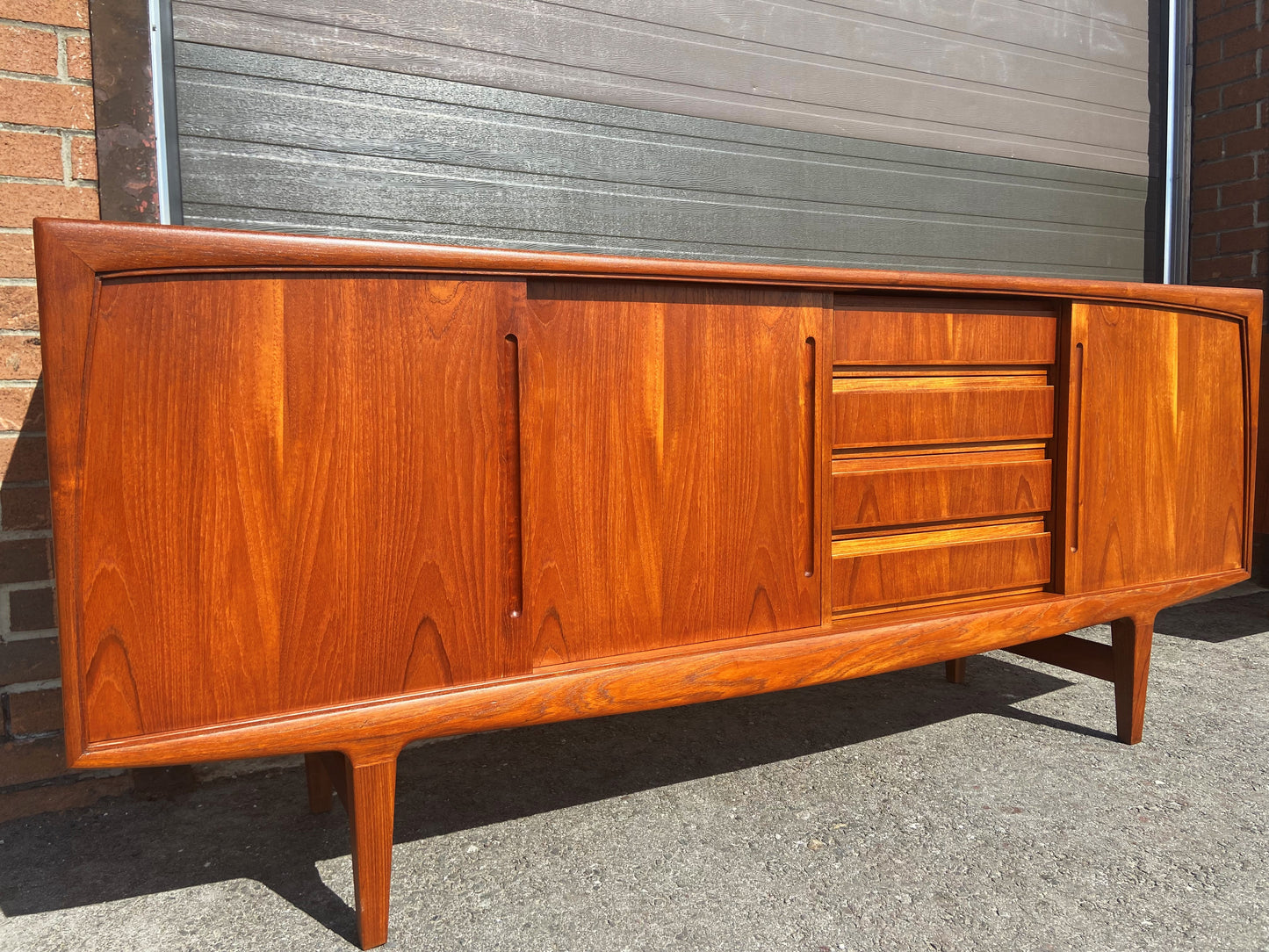 REFINISHED Danish Mid Century Modern Teak Sideboard Credenza 6 ft