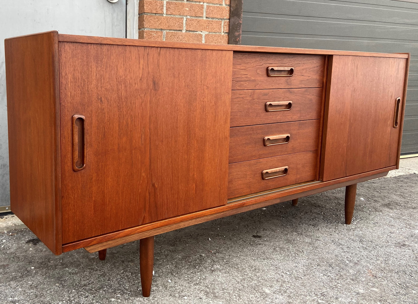 REFINISHED Mid Century Modern Teak Sideboard Narrow 70.5"