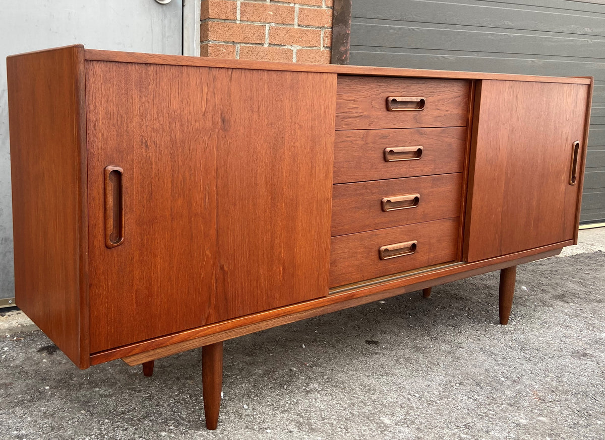 REFINISHED Mid Century Modern Teak Sideboard Narrow 70.5