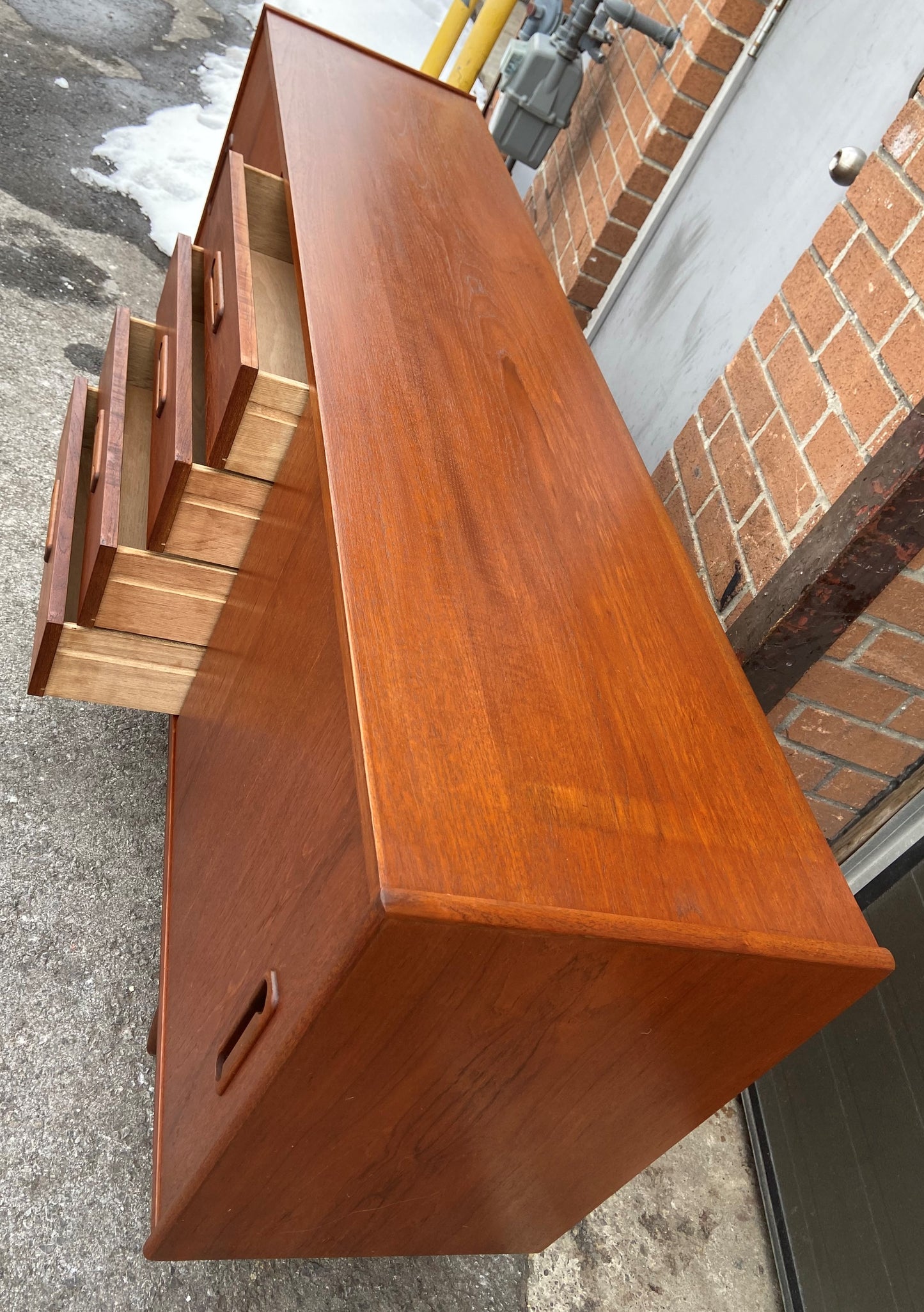 REFINISHED Mid Century Modern Teak Sideboard Narrow 70.5"