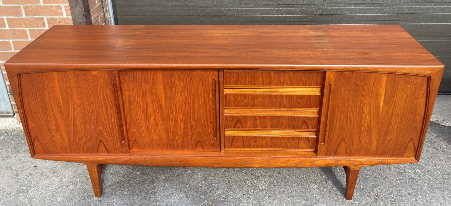 REFINISHED Danish Mid Century Modern Teak Sideboard Credenza 6 ft